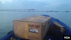 温起锋从厦门到金门所驾小船(照片为本人提供)