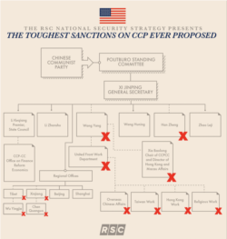 报告中的制裁图,“对中共官员最严厉的制裁提议”。