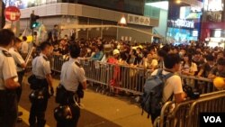 金钟和旺角占领区(美国之音海彦拍摄)