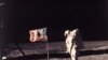 Astronaut Edwin E. "Buzz" Aldrin Jr. poses for a photograph beside the U.S. flag deployed on the moon during the Apollo 11 mission on July 20, 1969. (AP Photo/NASA/Neil A. Armstrong)