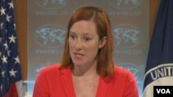 美国国务院发言人莎琪。(美国之音视频截图)
