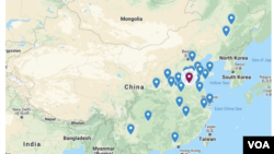 Tiger所制作的中国论文造假“重灾区”示意图。