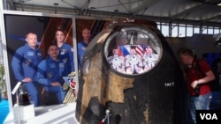 曾同国际太空站对接的俄罗斯联盟号飞船(美国之音白桦拍摄)