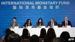 国际货币基金组织2024年5月29日在北京举行新闻发布会。(法新社)