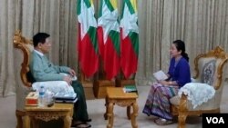 ပြည်ထောင်စု ရွေးကောက်ပွဲ ကော်မရှင်ဥက္ကဋ္ဌ ဦးတင်အေးနဲ့ ဗွီအိုအေမြန်မာပိုင်းက ဒေါ်ခင်စိုးဝင်း သီးသန့်တွေ့ဆုံမေးမြန်း။