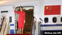 华为高管孟晚舟2021年9月25日飞抵深圳（美联社转发）