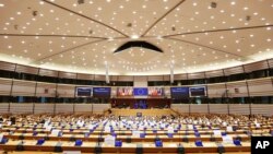 位于布鲁塞尔的欧洲议会全体会议室(2020年11月23日)。