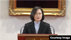 台湾总统蔡英文1日发表新年谈话(台湾总统府网络直播截图)