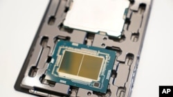 资料照片:英特尔的一款芯片。(2024年12月14日)