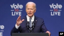 美国总统乔·拜登在拉斯维加斯参加一场竞选活动。(2024年7月16日)