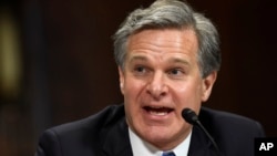 美国联邦调查局(FBI)局长克里斯托弗·雷7月23日在参院司法委员会作证。