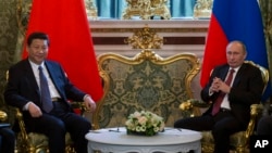 3月22日,俄罗斯总统普京在克里姆林宫会晤中国国家主席习近平