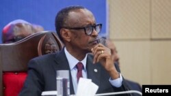 Mokonzi ya Rwanda Paul Kagame na likita lya bakambi ba SADC (Likita lya ntombwa lya Afrika ya nse) mpe ya EAC (Likita lya Afrika ya est) mpo na matata mpe bitumba na RDC, Dar es Salam, Tanzanie, 8 sanza ya mibale 2025.