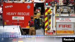 澳大利亚墨尔本市中心砍人事件现场的救护车辆(2018年11月9日)