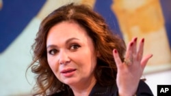 俄罗斯律师维塞尔尼茨卡亚在莫斯科接受美联社采访.(2018年4月22日)