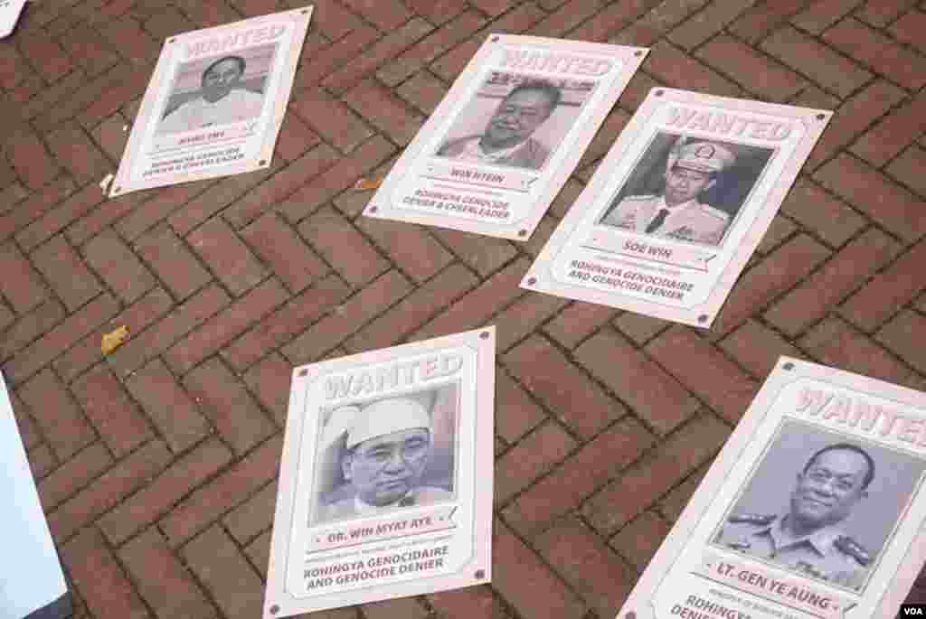 Kachin & Karen organizations joined protests with Rohingya groups . Around 100 people outside in total.