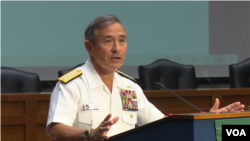 哈里斯上将2016年5月17日在华盛顿发表讲话 (美国之音黎堡拍摄)