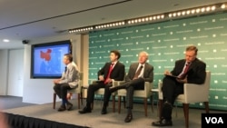 专家在哈德逊研究所讨论美国如何支持台湾与台湾在第一岛链战略的角色(美国之音钟辰芳拍摄)