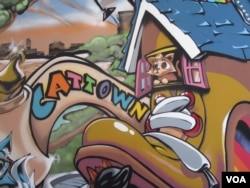 奥克兰猫城咖啡馆的室内装饰局部。(美国之音马尔拍摄)