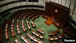 香港立法会四名民主派议员被取消资格后的立法会大厅。（2020年11月11日）