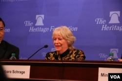 前美国在台协会执行理事施蓝旗2015年3月20日在传统基金会发表评论。(美国之音钟辰芳拍摄)