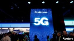 2019年拉斯维加斯消费电子展上高通的5G展牌(2019年1月8日)