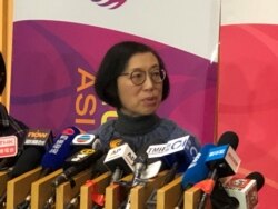 香港食物及卫生局局长陈肇始在记者会上讲话。(2020年1月22日)