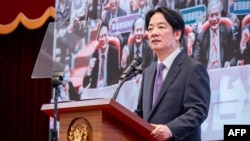 台湾总统赖清德在台北总统府举行的记者会上讲话。(图片来源:台湾总统府/法新社,2024年6月19日)