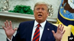 特朗普总统星期五(9月20日)在白宫会晤到访的澳大利亚总理莫里森期间发表讲话。