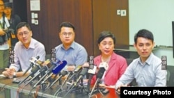 民主党领导层举行记者会说明与京官会面(苹果日报图片)