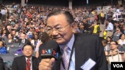 台湾国民党副主席詹春柏接受美国之音采访(电视截屏)