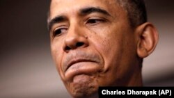 Tổng thống Obama trong một cuộc họp báo tại Tòa Bạch Ốc.