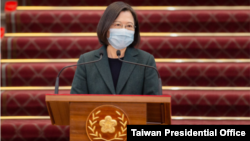 台湾总统蔡英文在国安高层会议后发表讲话。(2021年2月9日)(图片来源:台湾总统府网站)