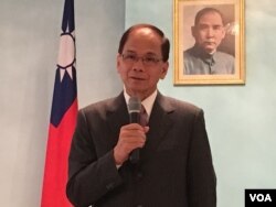 台湾祝贺美国总统就职代表团团长游锡堃(2017年1月18日,美国之音钟辰芳拍摄)