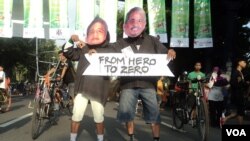 Một cuộc phản đối ma túy và tham nhũng ở Solo, Indonesia (VOA/Yudha Satriawan)