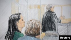 华为首席财务官孟晚舟在加拿大温哥华的不列颠哥伦比亚省最高法院出庭,法官将宣布是否允许将其保释。(2018年12月7日)