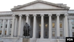 资料照片:毗邻白宫的美国财政部大楼。