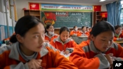 资料照片:西藏一个学校的学生正在上汉语课。