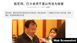 施芝鸿:打大老虎不是以传说为依据 (财新网截图)