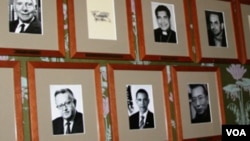 资料照片:诺贝尔委员会2010年宣布刘晓波获得诺贝尔和平奖后,他的照片与历届得奖人一道,挂在诺贝尔委员会会议室的墙上。