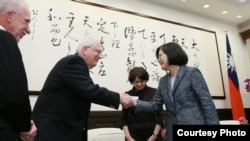 台湾总统蔡英文在台湾会见到访的美国智库外交政策全国委员会(台湾总统府图片)