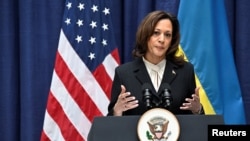 美国副总统卡玛拉·哈里斯(Kamala Harris)周五(2月16日)在慕尼黑安全会议上发表讲话。