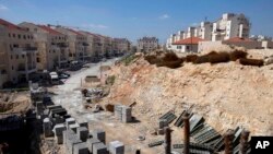 在约旦河西岸正在建设的一个犹太人定居点(2011年3月14日)