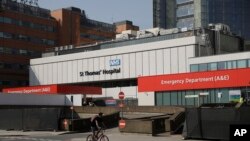 英国首相约翰逊接受治疗的医院圣托马斯医院外景。