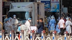 被圍封的強制指定區域內設有51個檢測站,區內約1萬居民需要在48小時內完成病毒檢測。(美國之音 湯惠芸拍攝)