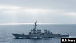 美军希金斯号驱逐舰2017年8月在太平洋上执行任务(美国海军)