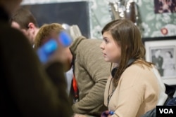 共和党总统参选人川普的选战活动总能吸引媒体关注。(美国之音记者方正拍摄)