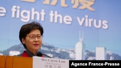 资料照:香港特首林郑月娥在记者会上宣布港府新的防疫措施。(2022年1月5日)