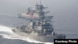 美国和韩国海军2017年4月25日举行海上联合演习(美国海军照片))