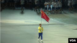中国运动员缺席2017年8月19日台北世大运开幕式(美国之音黎堡摄)